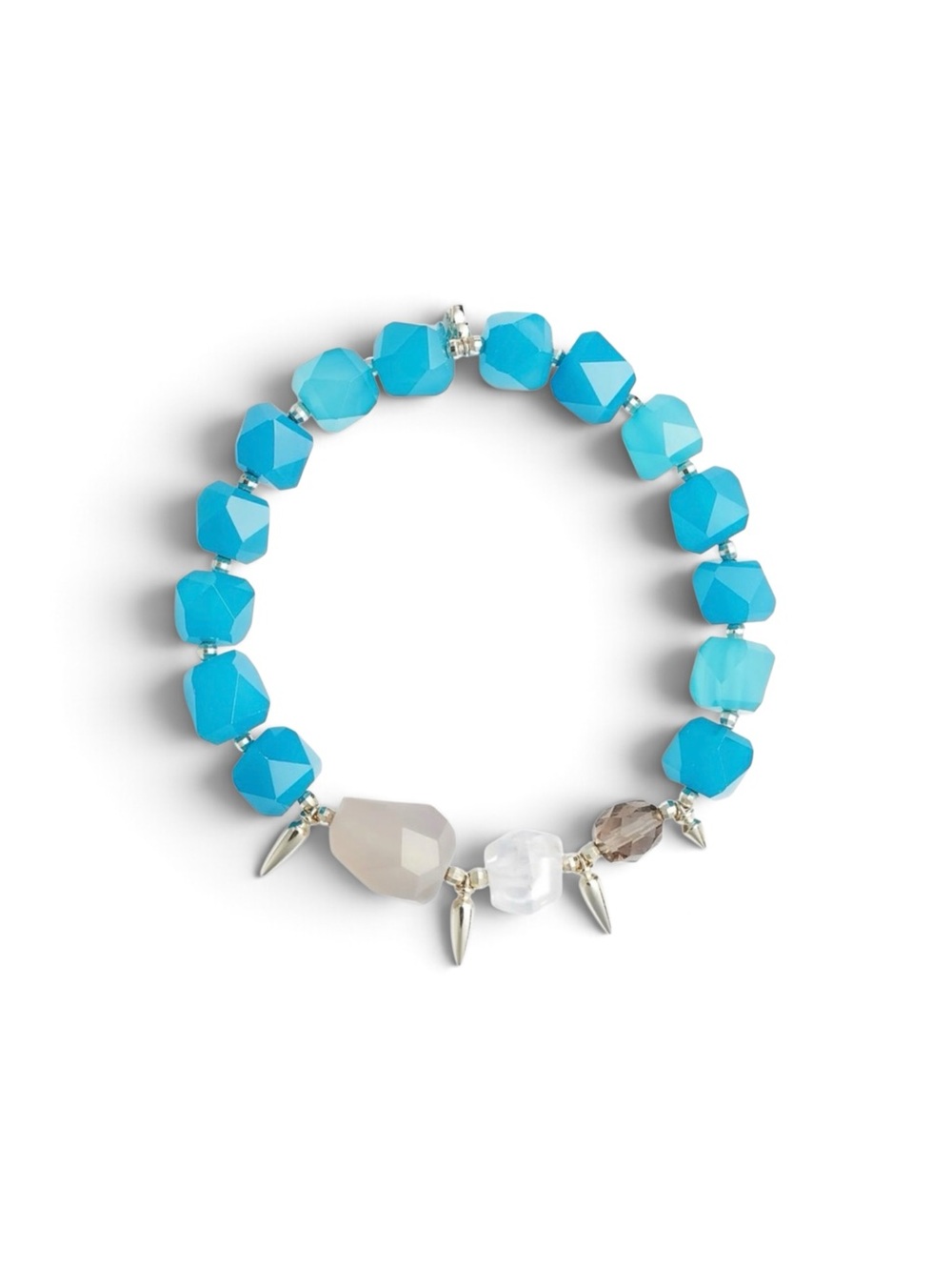 NEW Kendra Scott Teal Agate Smoky Quartz Sadie Beaded Stretch Bracelet NWT